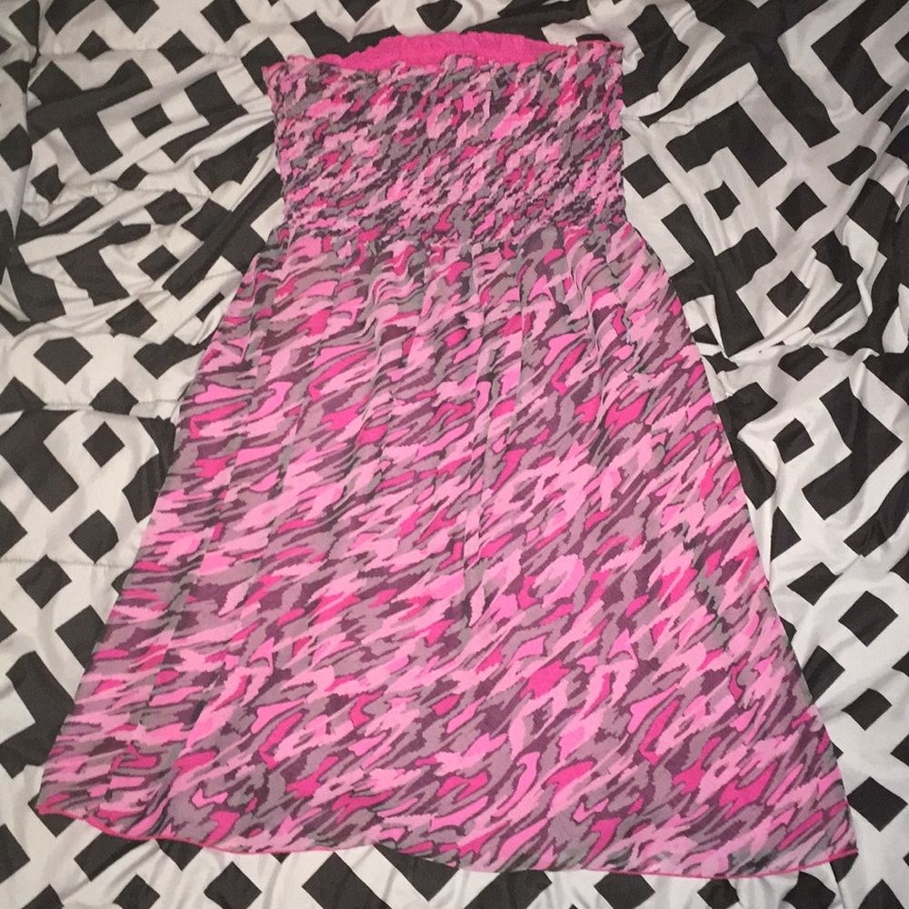 Pink camo strapless dress